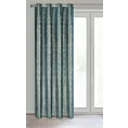 Zasłona welwetowa turkusowa z prążkowanym złotym wzorem 140x250 cm przelotka - AMABEL