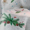 Zazdrostka biało, zielona z etaminy zdobiona świątecznym nadrukiem 150x90 cm szelki - XMAS 4