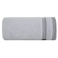 Ręcznik kąpielowy 70x140 cm bawełniany kolor srebrny zero twist z bordiurą w paski 400 g/m2 RIKI