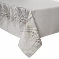 Obrus naturalno, stalowy 160x220 cm INES z nadrukowanym motywem liści palmowych