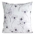 Poszewka na poduszkę 45x45 cm welwetowa biało, beżowa zdobiona nadrukiem letnich kwiatów MINK