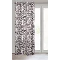 Zasłona biało, brązowa z welwetu z motywem malowanych liści i kwiatów 140x250 cm przelotka - HANA