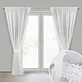 Komplet 2 szt. firan białych z ozdobną ażurową aplikacją 140x270 cm taśma KAJA