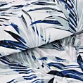 Pościel 160x200 cm kolor biały, ciemnoniebieski zdobiona egzotycznym wzorem liści ALANA