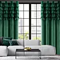 Zasłona welwetowa ciemnozielona zdobiona falbanami 140x250 cm przelotka - AURA
