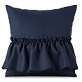 Poszewka na poduszkę 40x40 cm granatowa z falbaną z tkaniny o płóciennym splocie LENA