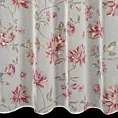 Zasłona biało, różowa zdobiona nadrukiem subtelnych kwiatów ze złotymi akcentami z etaminy 140x250 cm przelotka KALINA