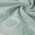 Ręcznik kąpielowy 50x90 cm bawełniany kolor miętowy z aplikacją serca na bordiurze 500 g/m2 KAMILA