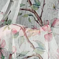 Tkanina firanowa matowa etamina z nadrukiem kwitnących gałązek jabłoni, wykończona obciążnikiem