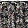 Zasłona welwetowa czarno, zielona ze wzorem roślinnym 140x250 cm przelotka - BECKY