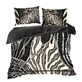 Pościel 160x200 cm z makosatyny bawełnianej kolor beżowy, czarny z motywem zwierzęcym Eva Minge