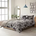 Pościel 220x200 cm bawełniana kolor biały, stalowy w romantycznym stylu z kwiatowym wzorem SPRING 9