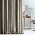 Zasłona szyta na taśmie 5 cm ciemnobeżowa z miękkiej tkaniny welwetowej