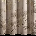 Zasłona beżowo, szampańska zdobiona nadrukiem błyszczących kwiatów 140x250 cm przelotka - CELIA