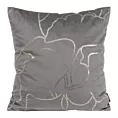 Poszewka na poduszkę 45x45 cm welwetowa szara z błyszczącym nadrukiem liści miłorzębu BLINK 35