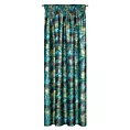 Zasłona welwetowa czarno, zielona ze wzorem egzotycznych liści 140x270 cm taśma - DAVOS