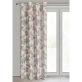 Zasłona naturalno, beżowa z wzorem kwiatów z dodatkiem lnu 140x250 cm przelotka - DEMI