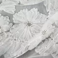 Zasłona biała z siateczki zdobiona kwiatami z dodatkiem drobnych perełek 3D 140x250 cm przelotka - JASMIN Eva Minge