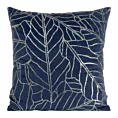 Poszewka na poduszkę 45x45 cm welwetowa granatowa z nadrukiem błyszczących liści BLINK 32