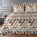 Pościel 220x200 cm z satyny bawełnianej kolor beżowy, pomarańczowy z wzorem geometrycznym DIVA 19 Diva Line