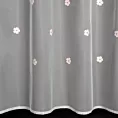 Firana biało, różowa z kwiatuszkami haftowanymi puszystą nicią 140x250 cm przelotka ELSA
