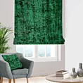 Roleta rzymska zielono butelkowo zielona z miękkiej tkaniny welwetowej z efektem kreszowania