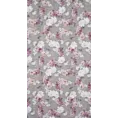 Zasłona srebrna w różowe kwiaty z etaminy 140x300 cm taśma - SHERRY