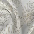 Zasłona biało, złota ze wzorem liści, zaciemniająca 140x300 cm taśma - MARIGOLD