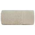 Ręcznik KAMELA bawełniany z bordiurą z geometrycznym ornamentem utkanym srebrną nicią