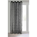 Zasłona czarna zdobiona puszystą moherową nicią 140x250 cm przelotka - LAUREL