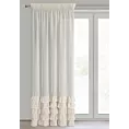Firana beżowa z etaminy zdobiona falbanami i lśniącym pasem kryształków 140x270 cm taśma CARLI