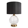 Lampa stołowa nocna czarno, złota IVY z szklana okrągłą podstawą