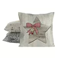 Poszewka na poduszkę 45x45 cm bawełniana, gobelinowa popielato, srebrna zdobiona motywem świątecznym GOB