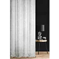 Zasłona szyta na taśmie 5 cm kremowo srebrzysta z tkaniny w stylu eko z błyszczącym nadrukiem