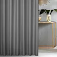 Zasłona szyta na taśmie 5 cm popielata z gładkiej tkaniny zaciemniającej typu dimout wykończona obciążnikiem