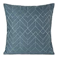 Poszewka na poduszkę 45x45 cm niebieska z srebrnym geometrycznym haftem MILA