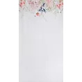 Zasłona biało, różowa zdobiona wzorem botanicznym z etaminy 135x250 przelotka - ARLENA