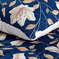 Pościel 140x200 cm bawełniana kolor granatowy, ciemnokremowy z wzorem kwiatowym NIKA 48