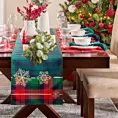 Bieżnik na stół zielono, czerwony 40x140 cm STAR z motywem kraty i śnieżynek