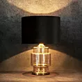Lampa stołowa nocna czarno, jasnozłota IAN z transparentnego szkła z błyszczącym welwetowym abażurem