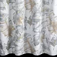 Zasłona biało, srebrna zaciemniająca zdobiona nadrukiem liści z szampańskim wykończeniem 140x250 cm przelotki - LAYLA3