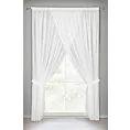 Firana biała z ozdobną koronką i troczkami w zestawie 400x250 cm na taśmie - CAROLINE