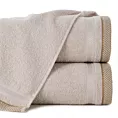 Ręcznik do rąk 40x60 cm bawełniany kolor beżowy z bordiurą w pasy 500 g/m2 ABBIE