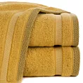 Ręcznik do rąk 30x50 cm bawełniany kolor musztardowy zero twist z bordiurą w paski 400 g/m2 RIKI