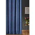 Zasłona szyta na taśmie 5 cm granatowa z tkaniny zaciemniającej typu dimout o naturalnym splocie, z efektem melanżu