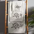 Zestaw ręczników bawełnianych na prezent 3 szt kolor srebrny,stalowy z haftowanym motywem kwiatu wiśni 400 g/m2 SOFIA