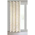 Zasłona kremowo, szampańska z nadrukiem liści, welwetowa 135x250 przelotka ARIA