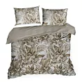 Pościel 160x200 cm bawełniana kolor beżowy, ciemnobeżowy z wzorem egzotycznych liści SPRING 46
