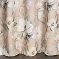 Zasłona szyta na taśmie 5 cm pudrowo różowo kremowa z tkaniny o płóciennym splocie z nadrukiem w magnolie