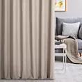 Zasłona szyta na flexach ciemnobeżowa z miękkiej tkaniny o naturalnym splocie w stylu ekologicznym